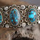 Silver Cuff Bracelet with 3 Natural Turquoise Oval Cabs, Jewelry by  Navajo