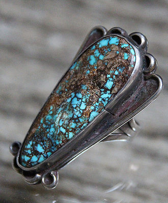 Stunning Turquoise Ring with Rich Matrix, Jewelry by  Navajo
