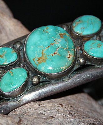 Green 7 Stone Royston Bracelet, Jewelry by  Navajo