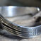 Sterling Curved Cuff with Cut and Stamped Geometric Overlay, Jewelry by Charlie  John