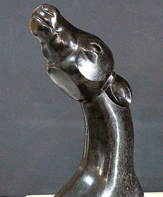 Arching Neck Attests to Grace in the Animal Kingdom, Sculpture by Damian Manuhwa