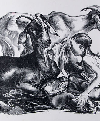 Child with Goats, Prints by John Costigan