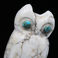 Tabletop Owl Fetish of Alabaster with Turquoise Eyes, Sculpture by Aaron & Thelma Sheche