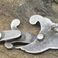 Sterling Articulated Aztec Water Pattern Earrings, Jewelry by Margot Van Voorhies Carr