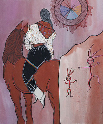 Shades of Mauve Horse & Rider, Paintings by Michelle Tsosie Naranjo