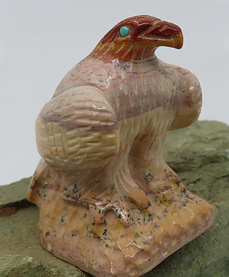 Dolomite Eagle Fetish, Fetish by  Zuni