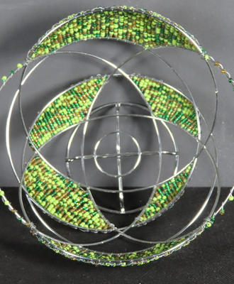 Beaded Green Fruit Bowl, Beadwork by Zimbabwe artist