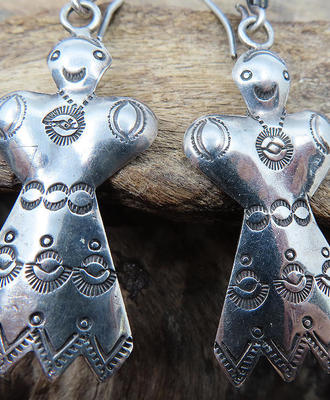 Sterling Silver "Navajo Doll" Earrings , Jewelry by  Navajo