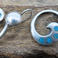 Sterling Spiral Pendant Earrings Inlaid with Bisbee Rouge Turquoise, Jewelry by  Navajo