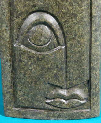Single Head in Springstone, Sculpture by Rodger Mafigu